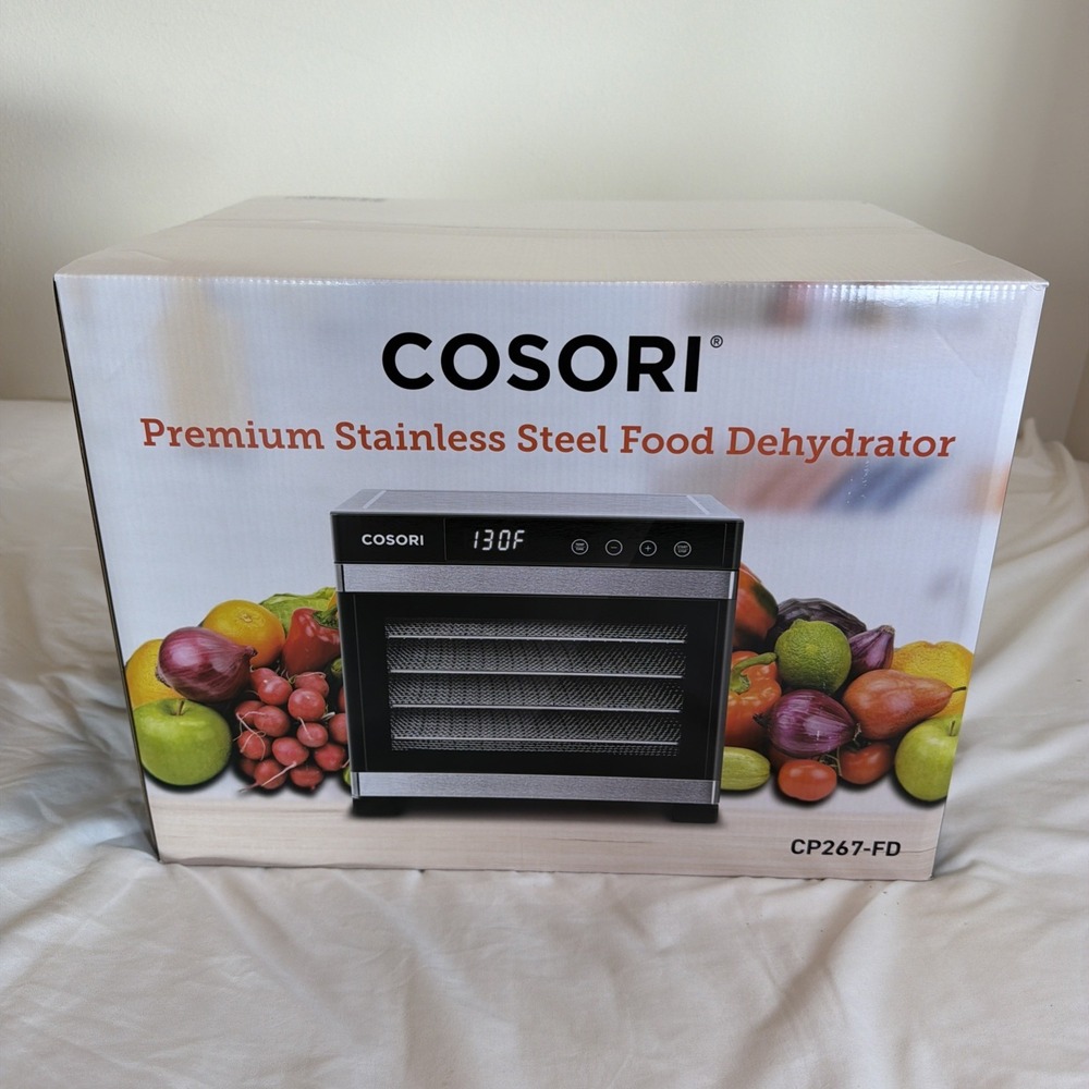 Cosori Stainless Steel Food Dehydrator 600W 6-Tray Digital Timer CP267-FD NEW
